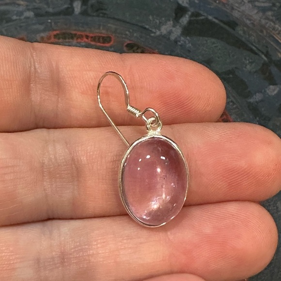 PURPLE glass/amethyst? Sterling silver post earrings - Picture 3 of 9